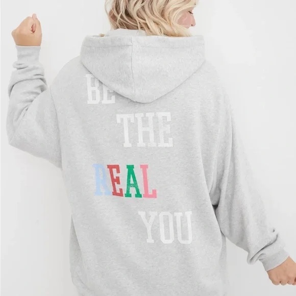 aerie Tops - Aerie The Sweat Everyday Cozy Hoodie Be The Real You Women’s Size Large
